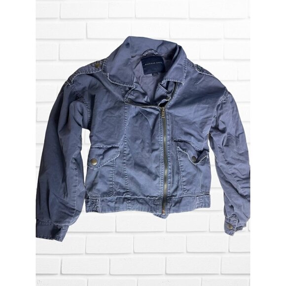 5/$25 American Eagle Women's Size S‎ Blue Purple Bomber Jacket Asymmetrical - Picture 5 of 7